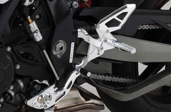 AELLA Adjustable Rearset Kit for "SPORT" BMW S1000RR 2019- Machined Finish/ Special anodized colors AE-10092PO