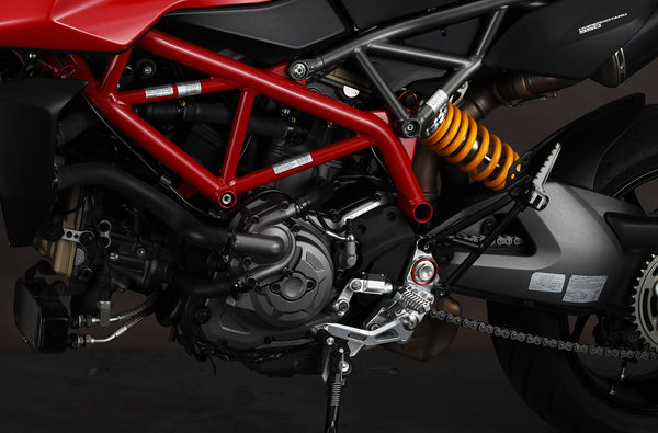 AELLA Adjustable Rearset Kit (Hypermotard 950) White/Black AE-10094