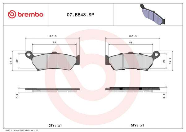 BREMBO 07BB43SP official technical drawing