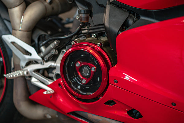 CNC RACING | Clear oil bath clutch cover Ducati Panigale 959,1199 and 1299