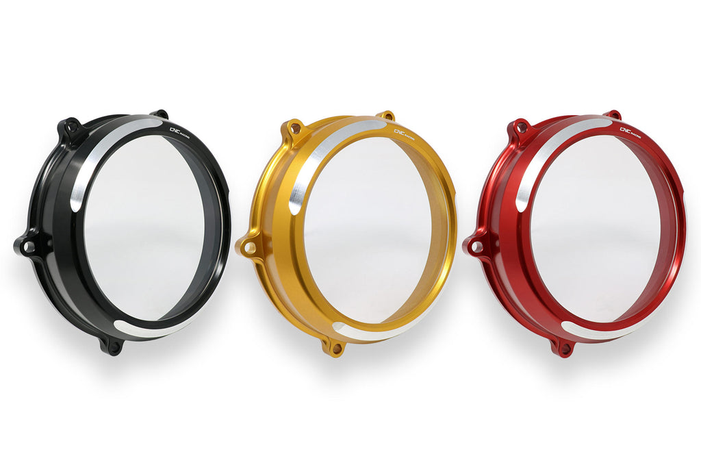 CNC RACING | Clear oil bath clutch cover Ducati Panigale V4 BICOLOR