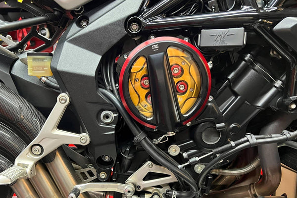 CNC RACING | Clear clutch cover MV Agusta - cable control - Bicolor Edition
