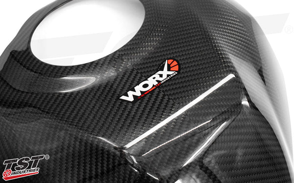 TST WORX Carbon Fiber Tank Cover Extender for Kawasaki ZX-4RR 2023+ / ZX-4R 2024+