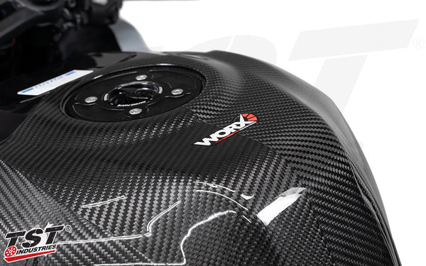 TST WORX Carbon Fiber Tank Cover Extender for Kawasaki ZX-4RR 2023+ / ZX-4R 2024+