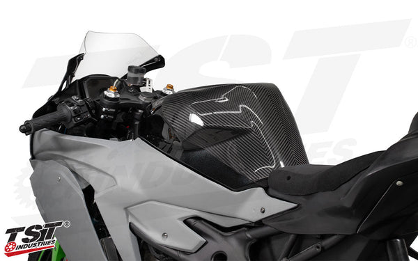 TST WORX Carbon Fiber Tank Cover Extender for Kawasaki ZX-4RR 2023+ / ZX-4R 2024+