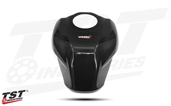 TST WORX Carbon Fiber Tank Cover Extender for Kawasaki ZX-4RR 2023+ / ZX-4R 2024+