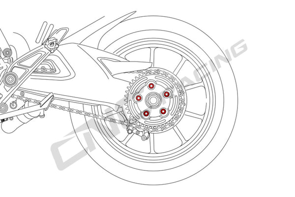 CNC RACING | Nuts sets rear sprocket flange Ducati M10x1.0