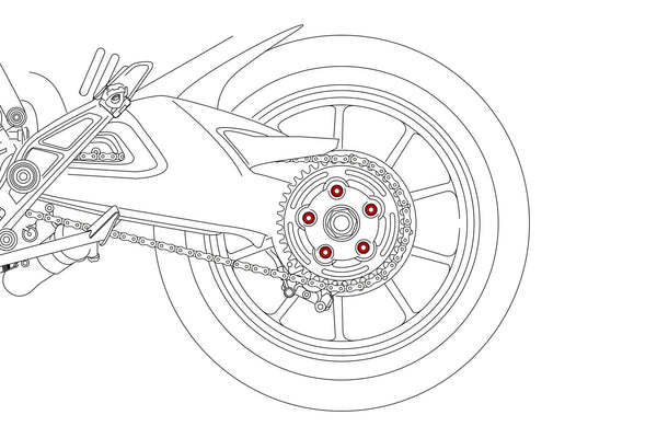 CNC RACING | Nuts sets rear sprocket flange Ducati M10x1 Titanium