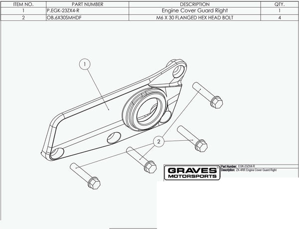 Graves Motorsports Kawasaki ZX-4RR ZX-4R Right Side Engine Guard