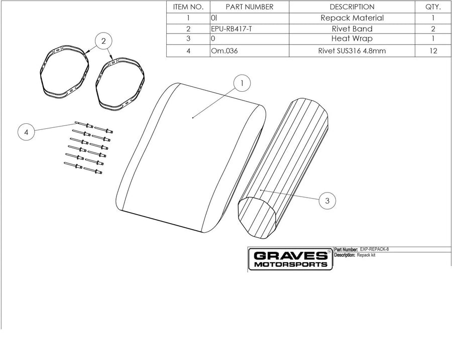 Graves Motorsports Exhaust Silencer Repack Kit - Octagon