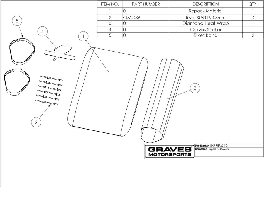 Graves Motorsports Exhaust Silencer Repack Kit - Diamond