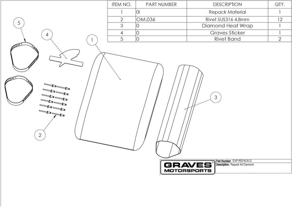 Graves Motorsports Exhaust Silencer Repack Kit - Diamond