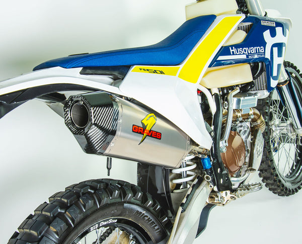 Graves Motorsports Titanium Octagon Dual Sport / Off-road Slip-on Exhaust - Carbon End Cap