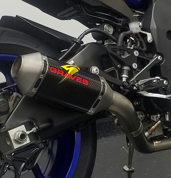 Graves Motorsports Yamaha R1 Full Titanium Exhaust System with Carbon 200mm Silencer