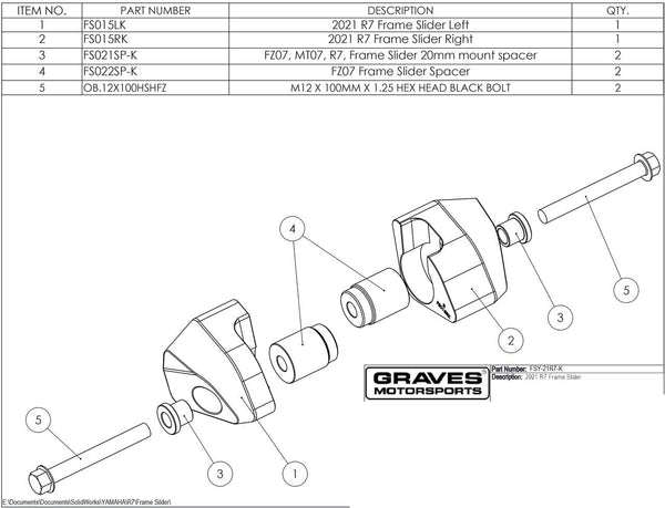 Graves Yamaha R7 Diamond Frame Sliders