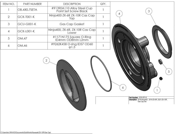 Graves Motorsports Kawasaki Gas Cap - Multi Fitment