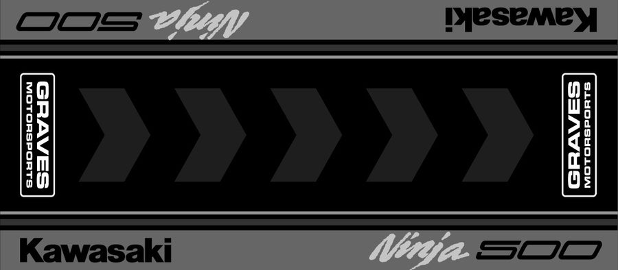 Graves Kawasaki Ninja 500  Bike Mat - Black + White