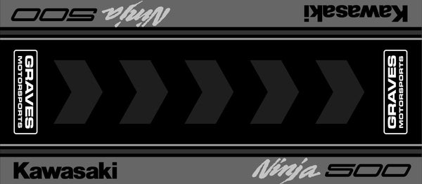 Graves Kawasaki Ninja 500  Bike Mat - Black + White
