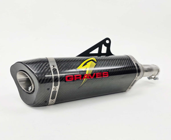 Graves Motorsports Kawasaki Ninja 400 + Ninja 500 LINK Cat-Back Carbon Silencer