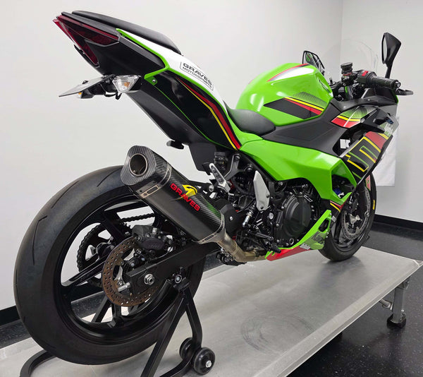 Graves Motorsports Kawasaki Ninja 400 + Ninja 500 LINK Cat-Back Carbon Silencer