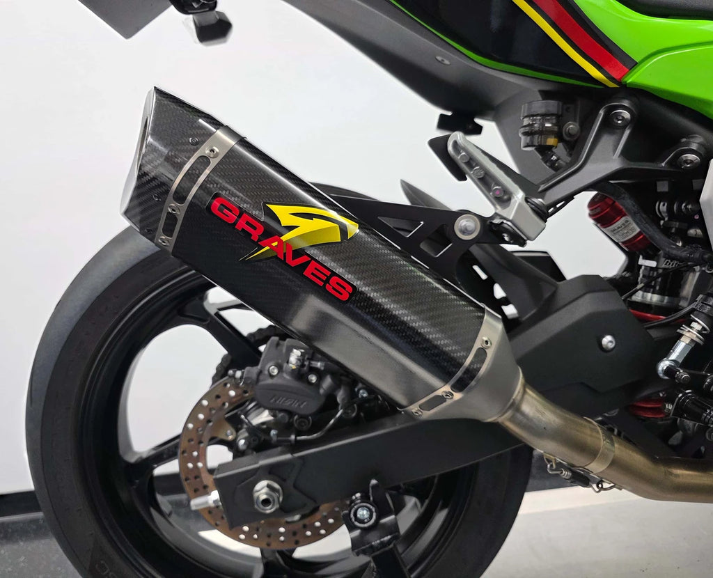 Graves Motorsports Kawasaki Ninja 400 + Ninja 500 LINK Cat-Back Carbon Silencer