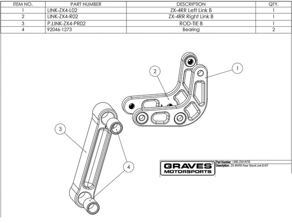 Graves Motorsports Kawasaki ZX-4RR / ZX-4R  - B Spec Kit Suspension Link