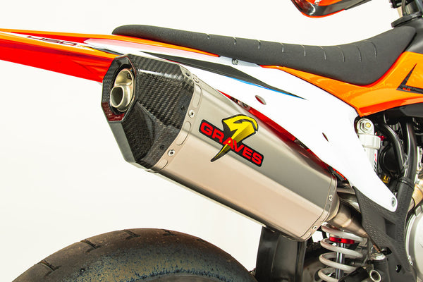 Graves Motorsports KTM - Husqvarna - Gas Gas Titanium Slip-on Exhaust - Carbon End Cap