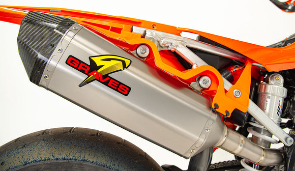 Graves Motorsports KTM - Husqvarna - Gas Gas Titanium Slip-on Exhaust - Carbon End Cap