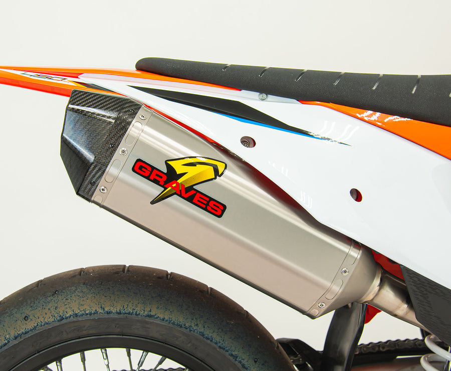 Graves Motorsports KTM - Husqvarna - Gas Gas Titanium Slip-on Exhaust - Carbon End Cap