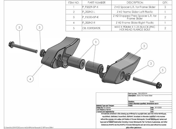 Graves Motorsports Kawasaki ZH2 Frame Slider Kit