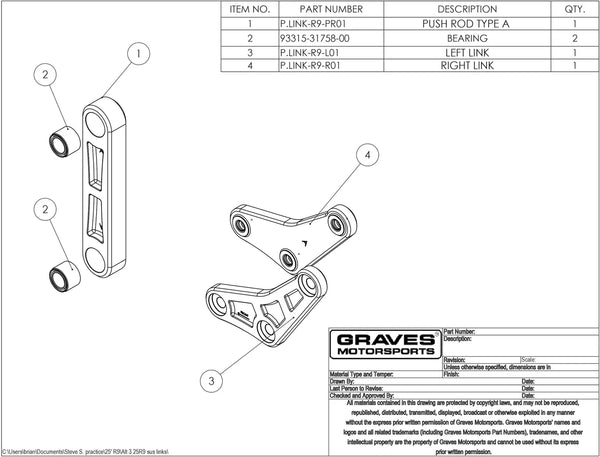 Graves Motorsports Yamaha R9 / MT-09  - A Spec Kit Suspension Link