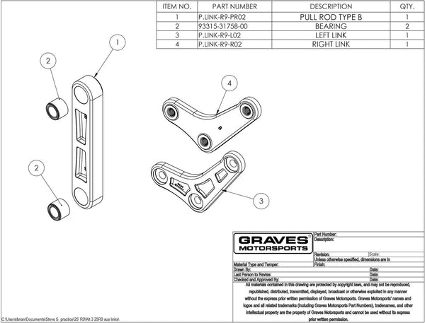 Graves Motorsports Yamaha R9 + MT09  - B Spec Kit Suspension Link