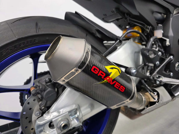 Graves Motorsports Yamaha R1 FZ-10 MT-10 Cat Back Slip-On Exhaust Carbon