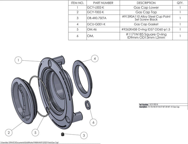Graves Motorsports Yamaha Gas Cap - Multi Fitment