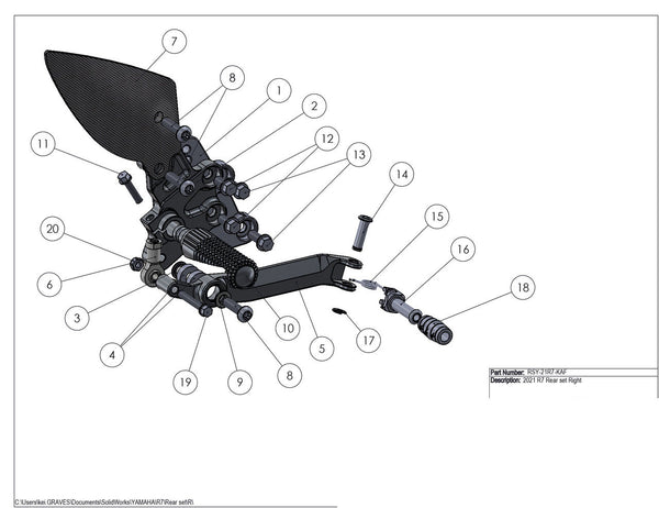 Graves Motorsports Yamaha R7 Adjustable Rearsets