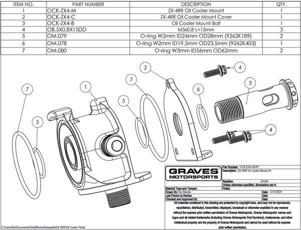 Graves Motorsports Kawasaki ZX-4RR ZX-4R Oil Adapter Mount