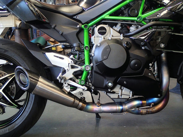 Kawasaki Ninja H2 & H2R Vandemon Brushed Titanium Exhaust & Carbon Tip Muffler