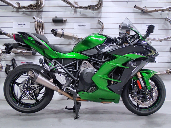 Kawasaki H2 SE SX Vandemon Titanium Exhaust & H2R Carbon Tip Muffler 2018-26