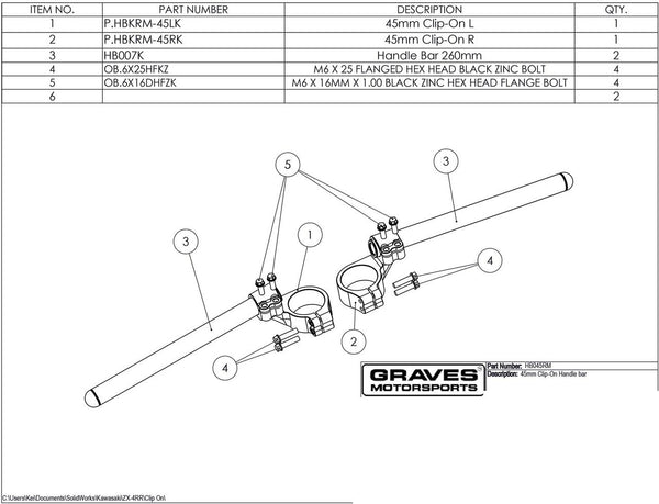 Graves Motorsports 45mm Riser Clip-on Motorcycle Handlebars