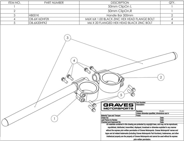 Graves Motorsports 50mm Clip-on Motorcycle Handlebars