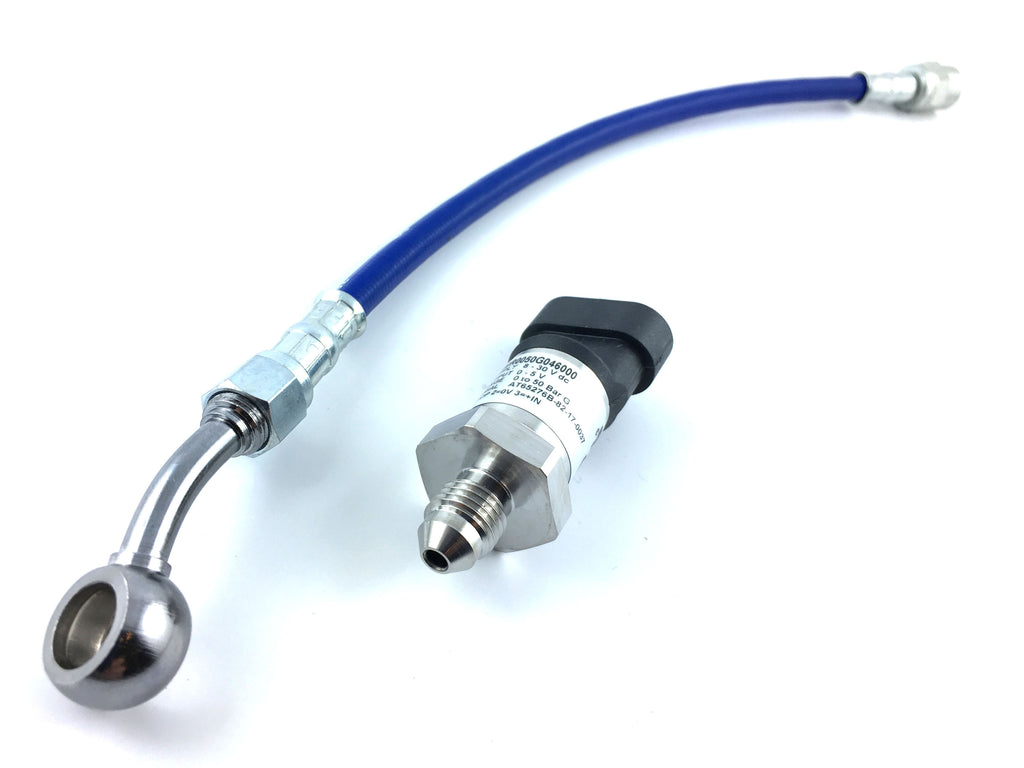 I2M pressure sensor shown with optional connection pipe; pipe sold separately