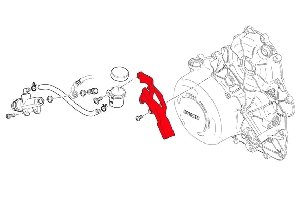 CNC RACING | Brake lines cover with fluid tank bracket Ducati