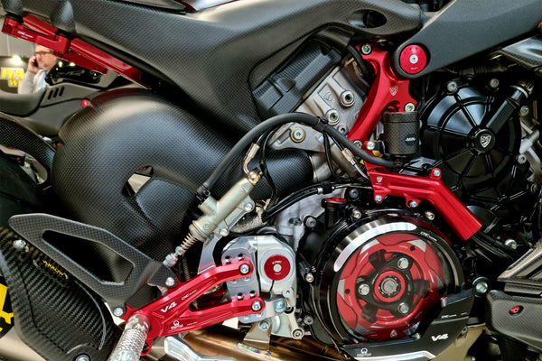 CNC RACING | Brake lines cover with fluid tank bracket Ducati