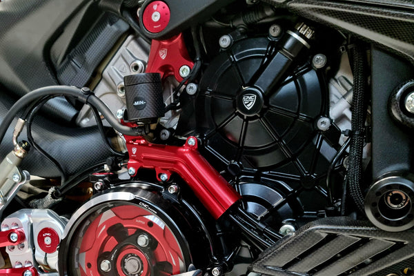 CNC RACING | Brake lines cover with fluid tank bracket Ducati