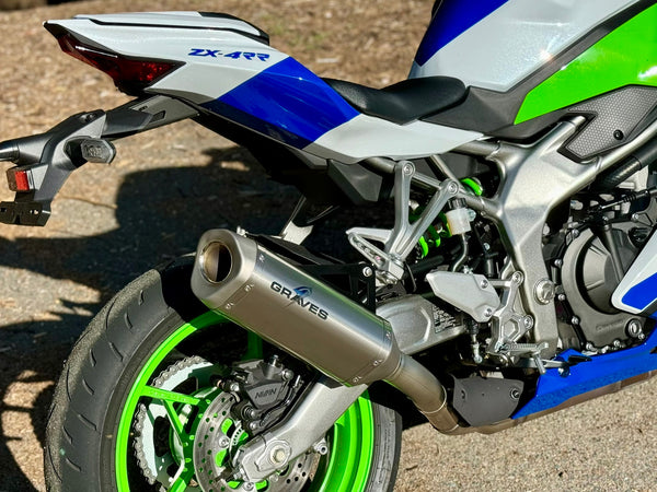 Graves Motorsports Kawasaki ZX-4RR ZX-4R Cat-Back Slip-on Titanium Exhaust