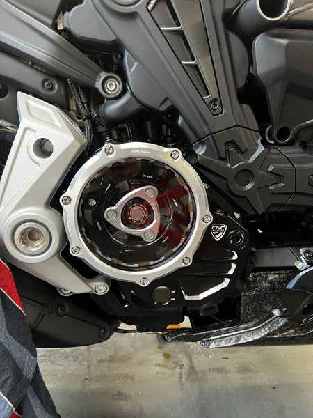 CNC RACING | Clear cover oil bath clutch Ducati - Bicolor Edition