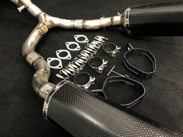 Kawasaki Z1000 Vandemon 4 into 2 Titanium Exhaust System with Carbon Fibre Mufflers