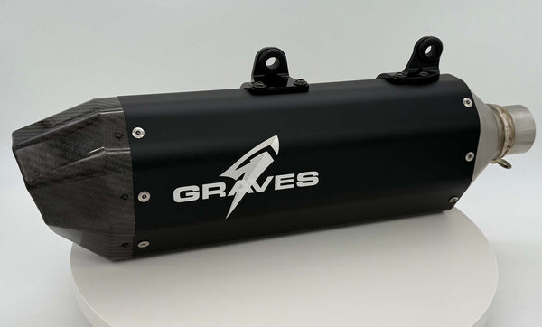 Graves Motorsports KTM - Husqvarna - GasGas Dual Stage Quiet Core Stainless Exhaust - Black