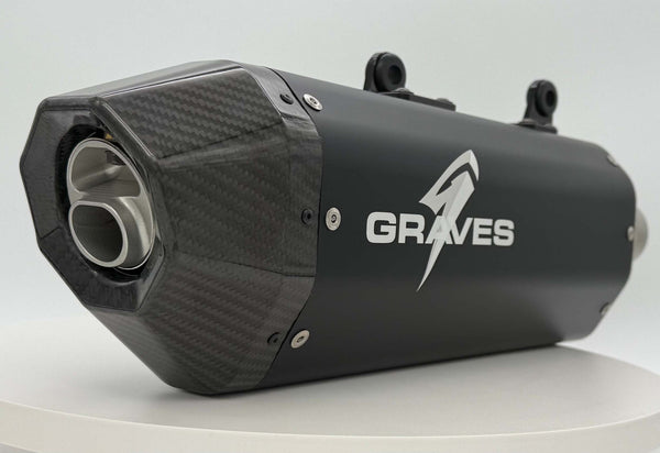 Graves Motorsports KTM - Husqvarna - GasGas Dual Stage Quiet Core Stainless Exhaust - Black