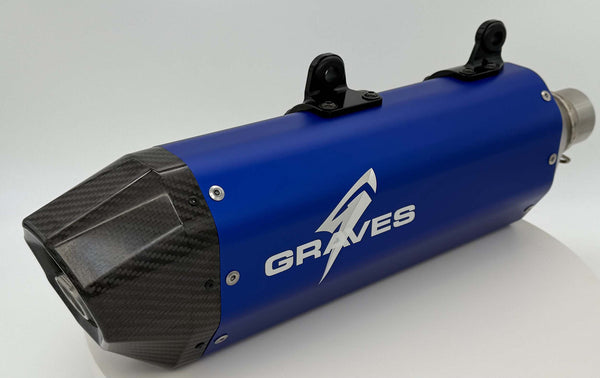 Graves Motorsports KTM - Husqvarna - GasGas Dual Stage Quiet Core Stainless Exhaust - Blue